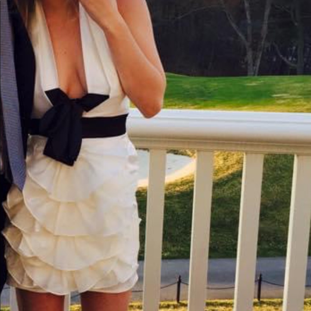 Bebe White Ruffle Party Dress